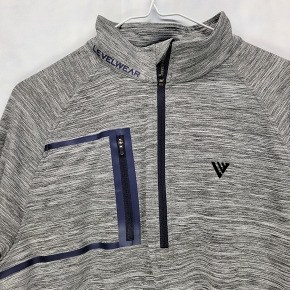 Levelwear Golf Quarter Zip Rampart Pullover Shirt Gray Blue Medium Modern Fit - Picture 2 of 4